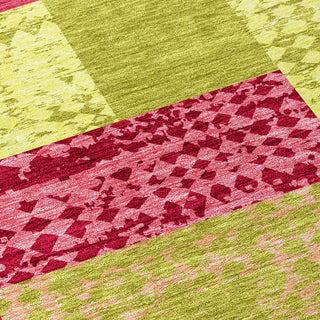 Piper Looms Chantille Rectangles ACN941 Lime Machine Washable Area Rug Swatch Image