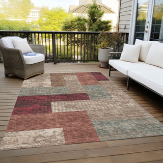 Piper Looms Chantille Rectangles ACN941 Mocha Machine Washable Area Rug Outdoor Lifestyle Image Feature