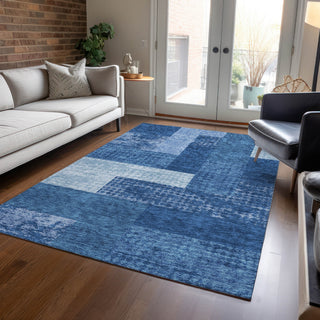 Piper Looms Chantille Rectangles ACN941 Navy Machine Washable Area Rug Lifestyle Image Feature