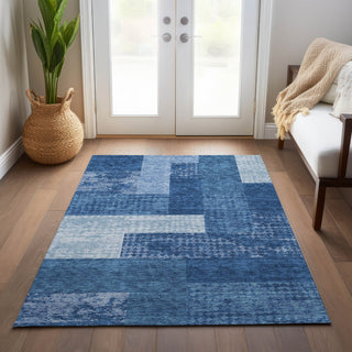 Piper Looms Chantille Rectangles ACN941 Navy Machine Washable Area Rug Lifestyle Image Feature