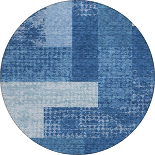Piper Looms Chantille Rectangles ACN941 Navy Machine Washable Area Rug Round Main Image