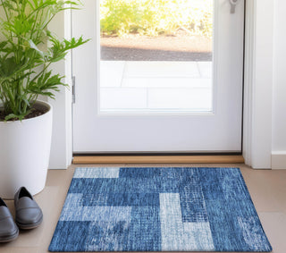 Piper Looms Chantille Rectangles ACN941 Navy Machine Washable Area Rug Scatter Lifestyle Image Feature