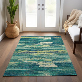 Piper Looms Chantille Abstract ACN942 Emerald Machine Washable Area Rug Lifestyle Image Feature