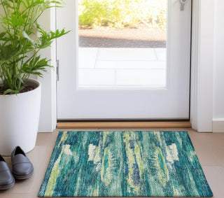 Piper Looms Chantille Abstract ACN942 Emerald Machine Washable Area Rug Scatter Lifestyle Image Feature