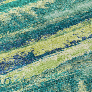 Piper Looms Chantille Abstract ACN942 Emerald Machine Washable Area Rug Swatch Image