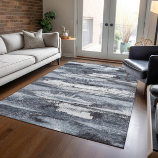 Piper Looms Chantille Abstract ACN942 Gray Machine Washable Area Rug Lifestyle Image Feature