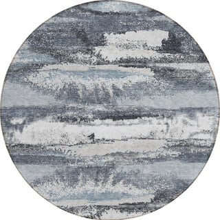 Piper Looms Chantille Abstract ACN942 Gray Machine Washable Area Rug Round Main Image