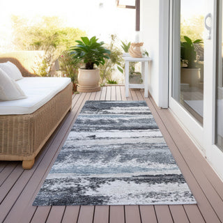 Piper Looms Chantille Abstract ACN942 Gray Machine Washable Area Rug Runner Outdoor Lifestyle Image Feature