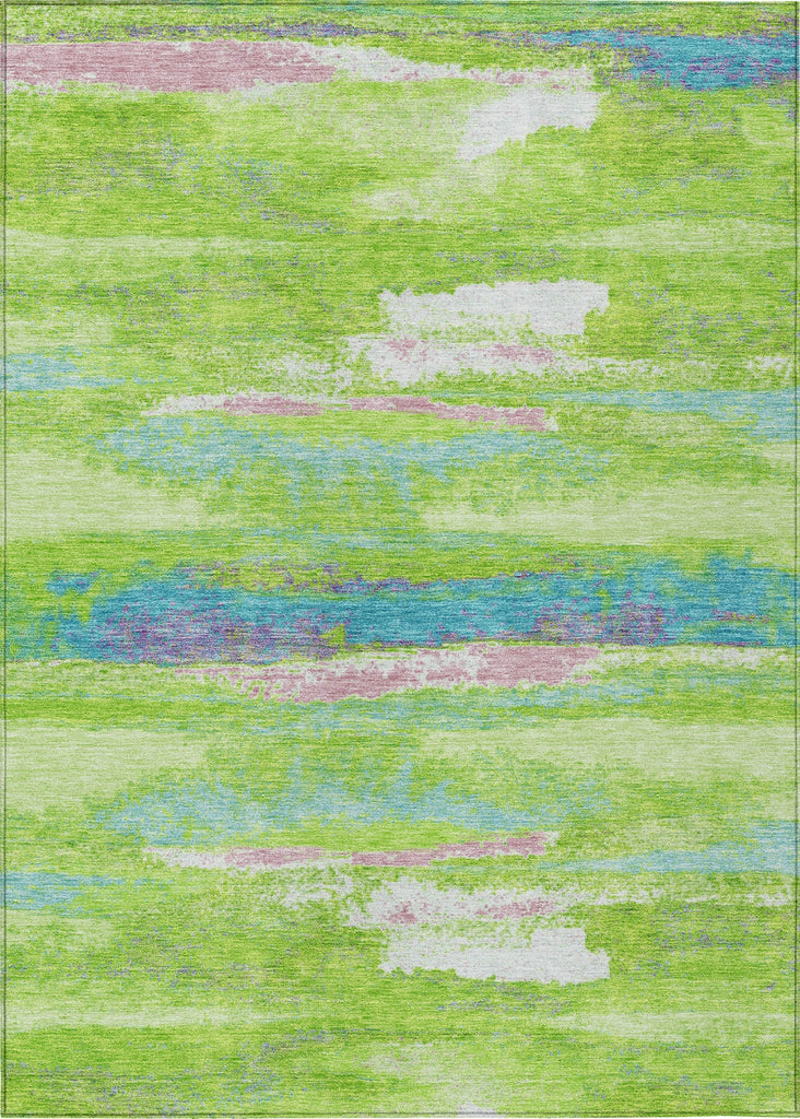 Piper Looms Chantille Abstract ACN942 Lime Machine Washable Area Rug main image