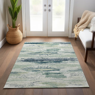 Piper Looms Chantille Abstract ACN942 Mint Machine Washable Area Rug Lifestyle Image Feature