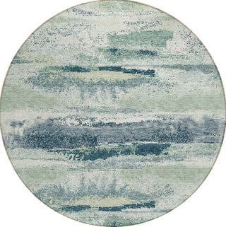 Piper Looms Chantille Abstract ACN942 Mint Machine Washable Area Rug Round Main Image