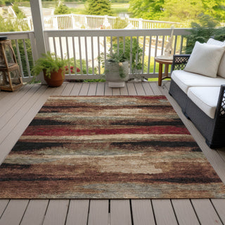 Piper Looms Chantille Abstract ACN942 Mocha Machine Washable Area Rug Outdoor Lifestyle Image Feature