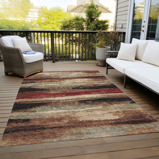 Piper Looms Chantille Abstract ACN942 Mocha Machine Washable Area Rug Outdoor Lifestyle Image Feature