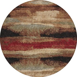 Piper Looms Chantille Abstract ACN942 Mocha Machine Washable Area Rug Round Main Image
