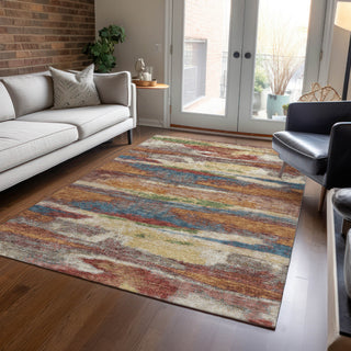Piper Looms Chantille Abstract ACN942 Paprika Machine Washable Area Rug Lifestyle Image Feature