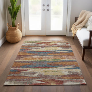 Piper Looms Chantille Abstract ACN942 Paprika Machine Washable Area Rug Lifestyle Image Feature