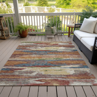 Piper Looms Chantille Abstract ACN942 Paprika Machine Washable Area Rug Outdoor Lifestyle Image Feature