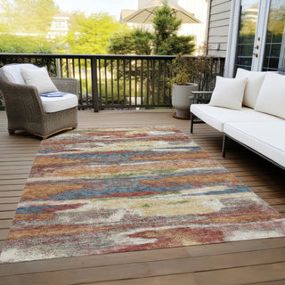 Piper Looms Chantille Abstract ACN942 Paprika Machine Washable Area Rug Outdoor Lifestyle Image Feature