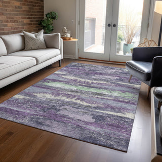 Piper Looms Chantille Abstract ACN942 Purple Machine Washable Area Rug Lifestyle Image Feature