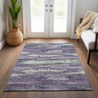 Piper Looms Chantille Abstract ACN942 Purple Machine Washable Area Rug Lifestyle Image Feature