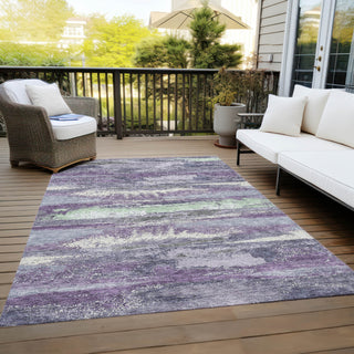 Piper Looms Chantille Abstract ACN942 Purple Machine Washable Area Rug Outdoor Lifestyle Image Feature