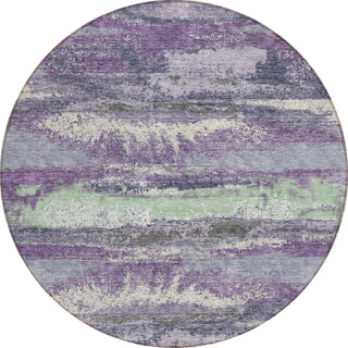 Piper Looms Chantille Abstract ACN942 Purple Machine Washable Area Rug Round Main Image