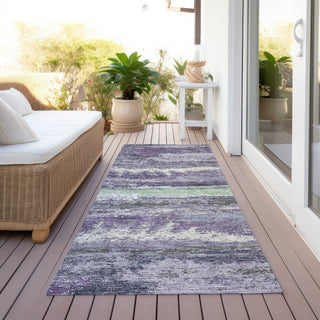 Piper Looms Chantille Abstract ACN942 Purple Machine Washable Area Rug Runner Outdoor Lifestyle Image Feature