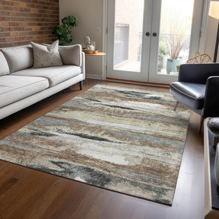 Piper Looms Chantille Abstract ACN942 Taupe Machine Washable Area Rug Lifestyle Image Feature