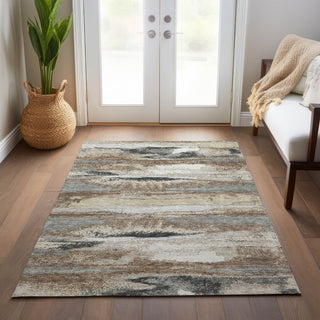 Piper Looms Chantille Abstract ACN942 Taupe Machine Washable Area Rug Lifestyle Image Feature