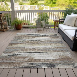 Piper Looms Chantille Abstract ACN942 Taupe Machine Washable Area Rug Outdoor Lifestyle Image Feature