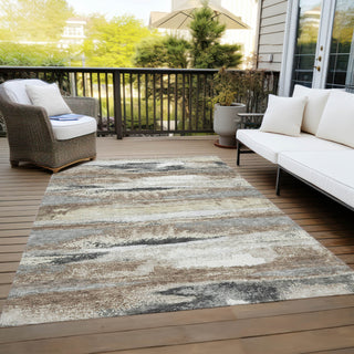Piper Looms Chantille Abstract ACN942 Taupe Machine Washable Area Rug Outdoor Lifestyle Image Feature