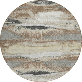 Piper Looms Chantille Abstract ACN942 Taupe Machine Washable Area Rug Round Main Image