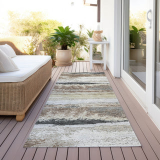 Piper Looms Chantille Abstract ACN942 Taupe Machine Washable Area Rug Runner Outdoor Lifestyle Image Feature