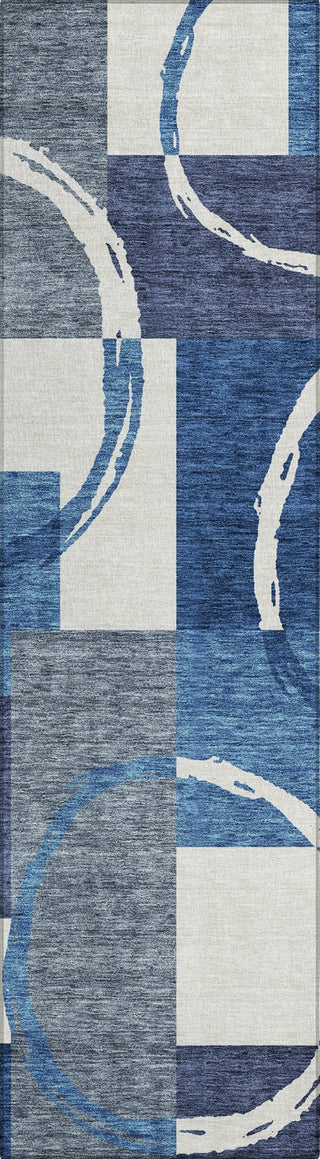 Piper Looms Chantille Geometric ACN943 Blue Machine Washable Area Rug Runner Main Image