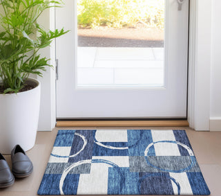 Piper Looms Chantille Geometric ACN943 Blue Machine Washable Area Rug Scatter Lifestyle Image Feature