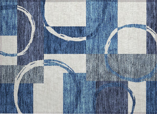 Piper Looms Chantille Geometric ACN943 Blue Machine Washable Area Rug Scatter Main Image