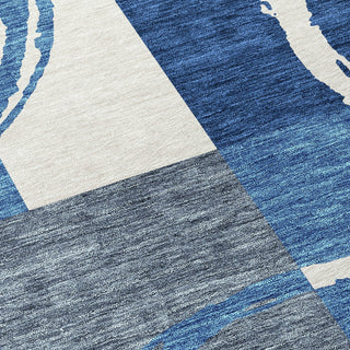 Piper Looms Chantille Geometric ACN943 Blue Machine Washable Area Rug Swatch Image