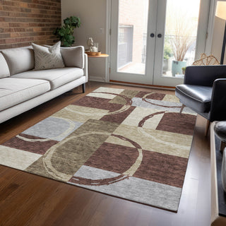 Piper Looms Chantille Geometric ACN943 Brown Machine Washable Area Rug Lifestyle Image Feature