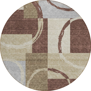 Piper Looms Chantille Geometric ACN943 Brown Machine Washable Area Rug Round Main Image