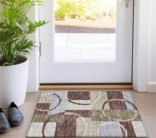 Piper Looms Chantille Geometric ACN943 Brown Machine Washable Area Rug Scatter Lifestyle Image Feature