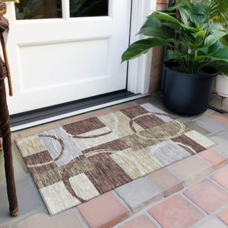 Piper Looms Chantille Geometric ACN943 Brown Machine Washable Area Rug Scatter Outdoor Lifestyle Image Feature