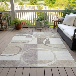 Piper Looms Chantille Geometric ACN943 Ivory Machine Washable Area Rug Outdoor Lifestyle Image Feature