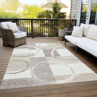 Piper Looms Chantille Geometric ACN943 Ivory Machine Washable Area Rug Outdoor Lifestyle Image Feature