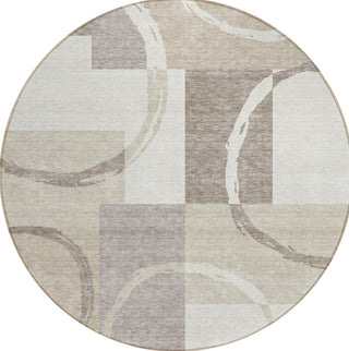 Piper Looms Chantille Geometric ACN943 Ivory Machine Washable Area Rug Round Main Image