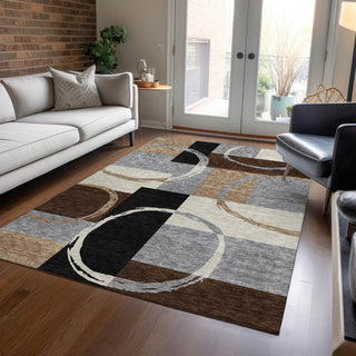 Piper Looms Chantille Geometric ACN943 Pewter Machine Washable Area Rug Lifestyle Image Feature