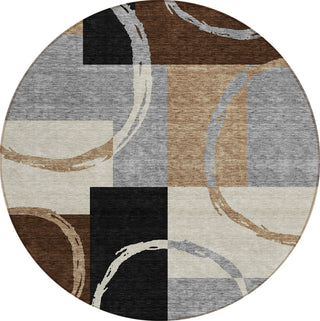Piper Looms Chantille Geometric ACN943 Pewter Machine Washable Area Rug Round Main Image