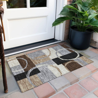 Piper Looms Chantille Geometric ACN943 Pewter Machine Washable Area Rug Scatter Outdoor Lifestyle Image Feature