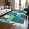 Piper Looms Chantille Geometric ACN943 Teal Machine Washable Area Rug Lifestyle Image Feature