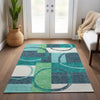 Piper Looms Chantille Geometric ACN943 Teal Machine Washable Area Rug Lifestyle Image Feature