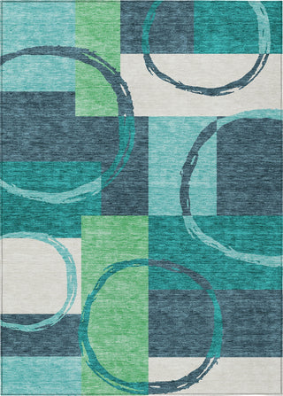 Piper Looms Chantille Geometric ACN943 Teal Machine Washable Area Rug main image